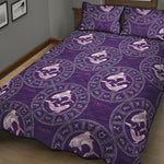 Purple Pisces Zodiac Pattern Print Quilt Bed Set
