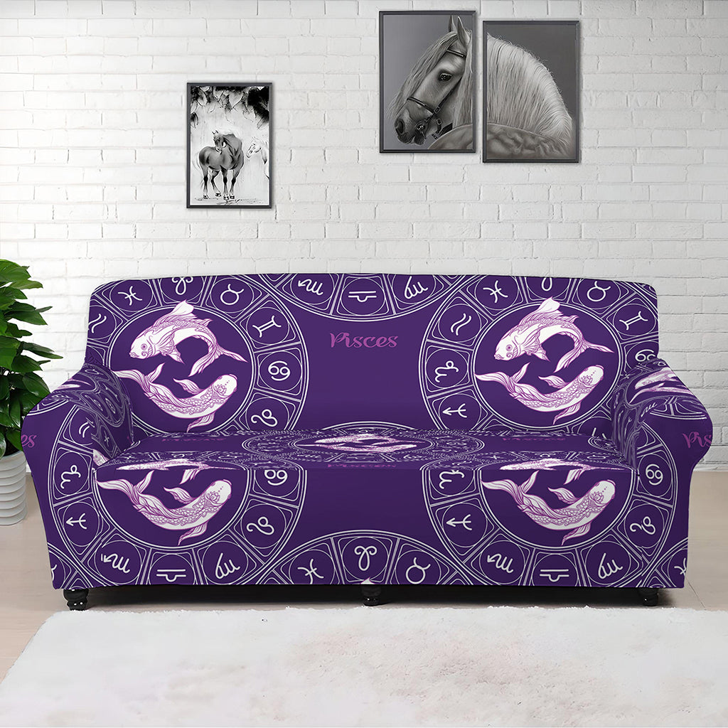 Purple Pisces Zodiac Pattern Print Sofa Cover