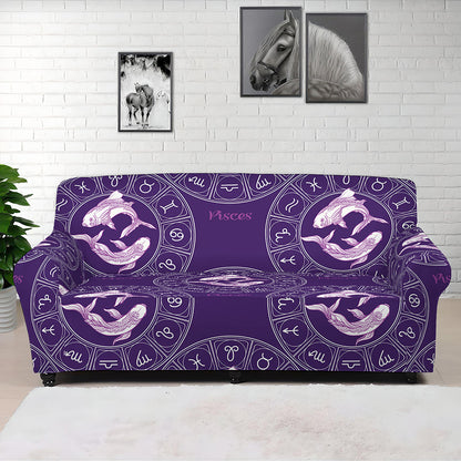 Purple Pisces Zodiac Pattern Print Sofa Cover