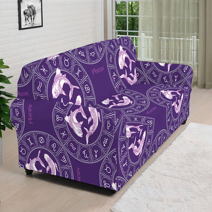 Purple Pisces Zodiac Pattern Print Sofa Cover