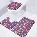 Purple Pitaya Pattern Print 3 Piece Bath Mat Set