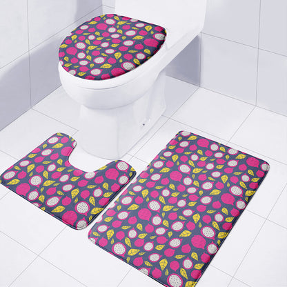 Purple Pitaya Pattern Print 3 Piece Bath Mat Set