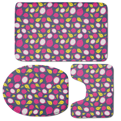 Purple Pitaya Pattern Print 3 Piece Bath Mat Set