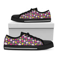 Purple Pitaya Pattern Print Black Low Top Sneakers