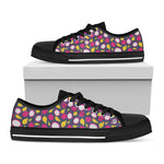 Purple Pitaya Pattern Print Black Low Top Shoes