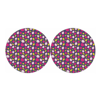 Purple Pitaya Pattern Print Car Coasters