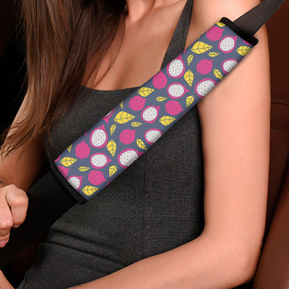 Purple Pitaya Pattern Print Car Seat Belt Covers