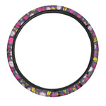 Purple Pitaya Pattern Print Car Steering Wheel Cover