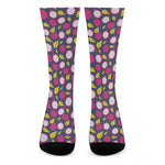Purple Pitaya Pattern Print Crew Socks