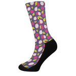 Purple Pitaya Pattern Print Crew Socks