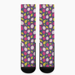 Purple Pitaya Pattern Print Crew Socks