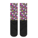 Purple Pitaya Pattern Print Crew Socks