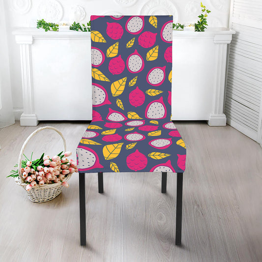 Purple Pitaya Pattern Print Dining Chair Slipcover