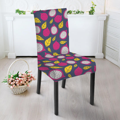 Purple Pitaya Pattern Print Dining Chair Slipcover