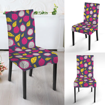 Purple Pitaya Pattern Print Dining Chair Slipcover