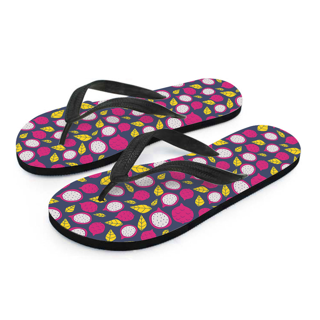Purple Pitaya Pattern Print Flip Flops