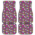 Purple Pitaya Pattern Print Front and Back Car Floor Mats