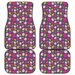 Purple Pitaya Pattern Print Front and Back Car Floor Mats