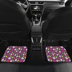 Purple Pitaya Pattern Print Front and Back Car Floor Mats