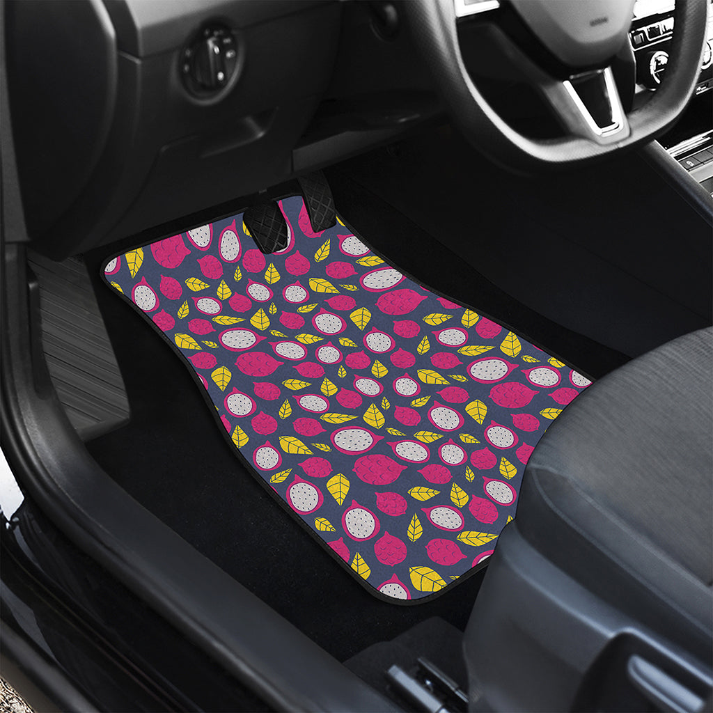 Purple Pitaya Pattern Print Front and Back Car Floor Mats