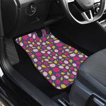 Purple Pitaya Pattern Print Front and Back Car Floor Mats