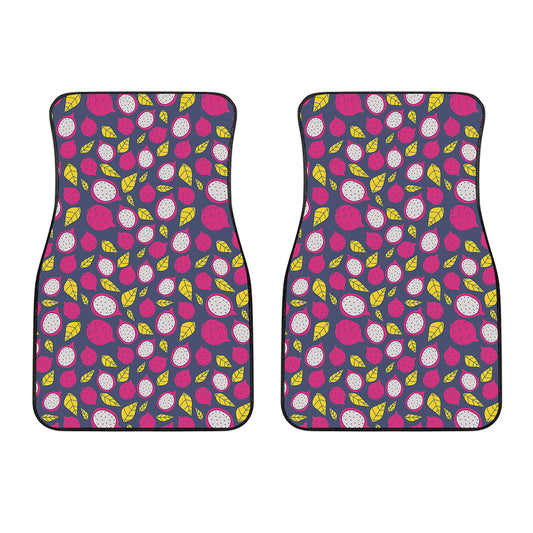 Purple Pitaya Pattern Print Front Car Floor Mats