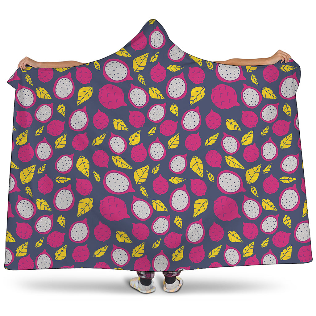 Purple Pitaya Pattern Print Hooded Blanket