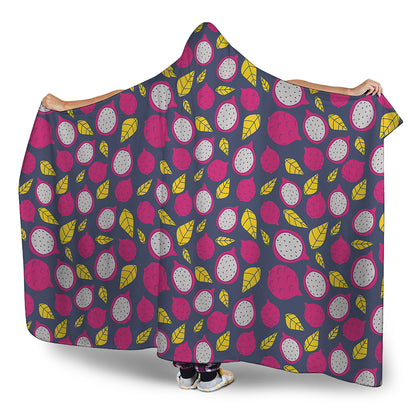 Purple Pitaya Pattern Print Hooded Blanket