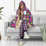 Purple Pitaya Pattern Print Hooded Blanket