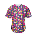 Purple Pitaya Pattern Print Men's Baseball Jersey