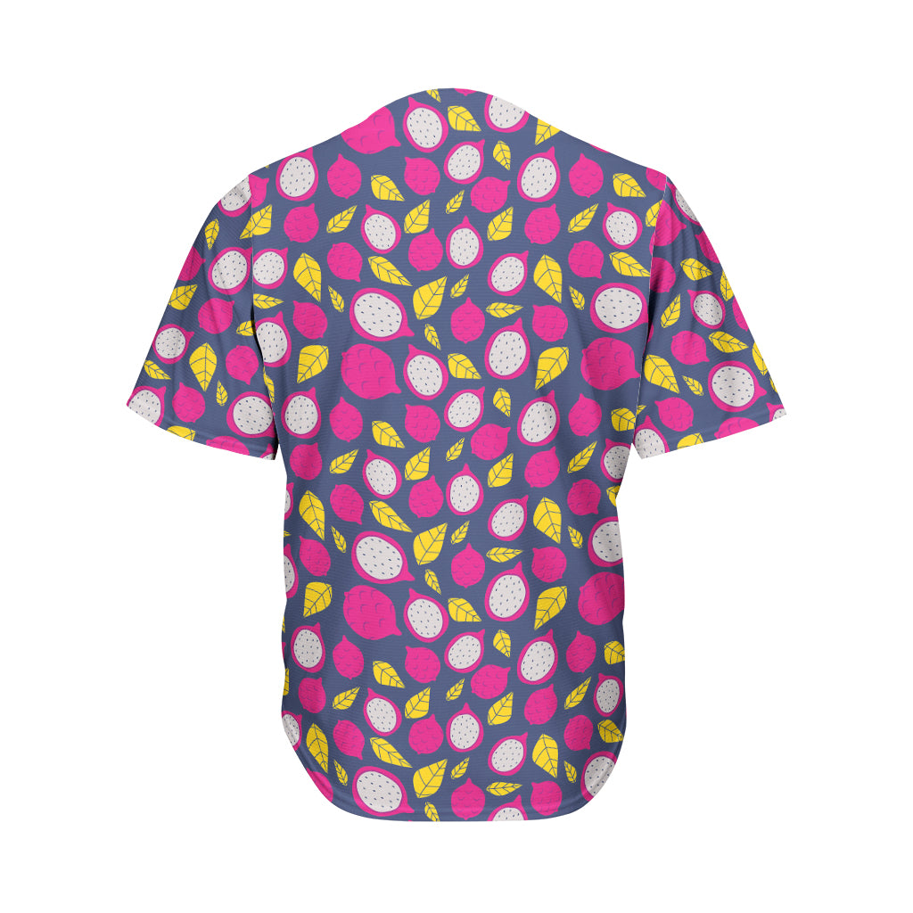 Purple Pitaya Pattern Print Men's Baseball Jersey