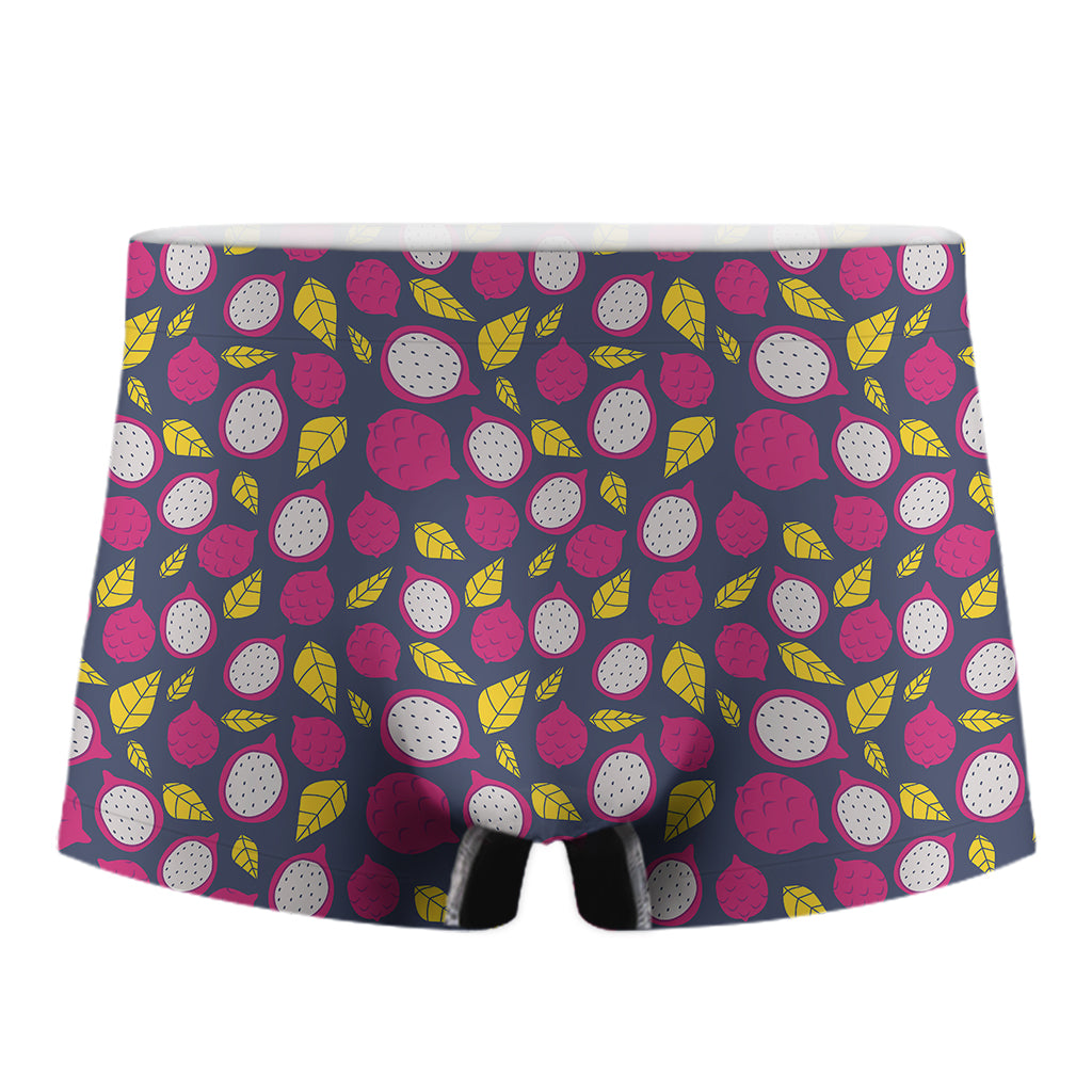 Purple Pitaya Pattern Print Men's Boxer Briefs