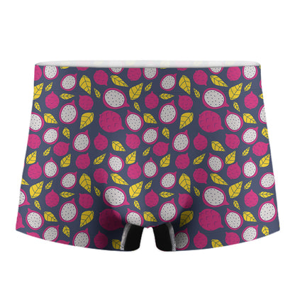 Purple Pitaya Pattern Print Men's Boxer Briefs