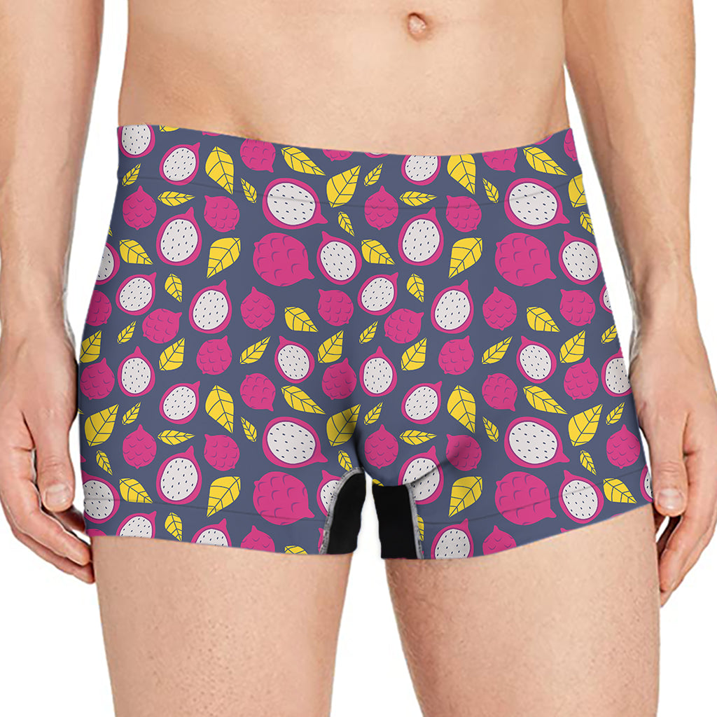 Purple Pitaya Pattern Print Men's Boxer Briefs