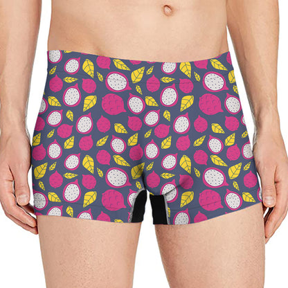 Purple Pitaya Pattern Print Men's Boxer Briefs