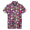 Purple Pitaya Pattern Print Men's Short Sleeve Shirt
