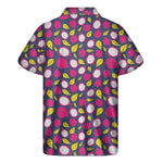 Purple Pitaya Pattern Print Men's Short Sleeve Shirt