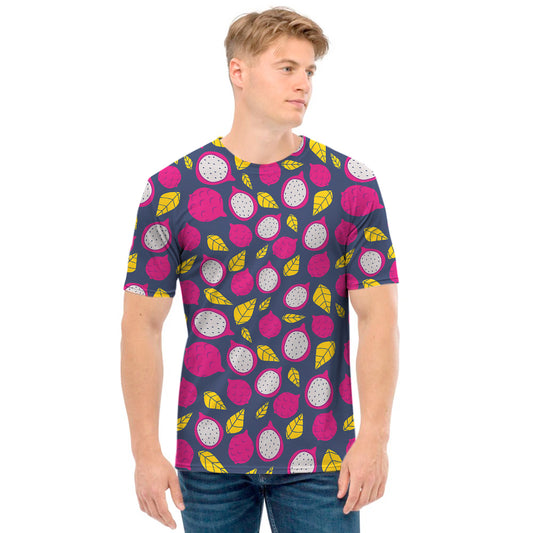 Purple Pitaya Pattern Print Men's T-Shirt