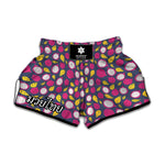 Purple Pitaya Pattern Print Muay Thai Boxing Shorts
