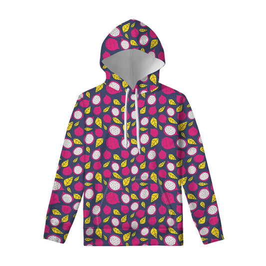 Purple Pitaya Pattern Print Pullover Hoodie