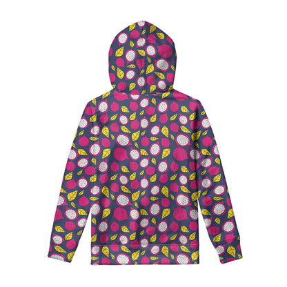 Purple Pitaya Pattern Print Pullover Hoodie