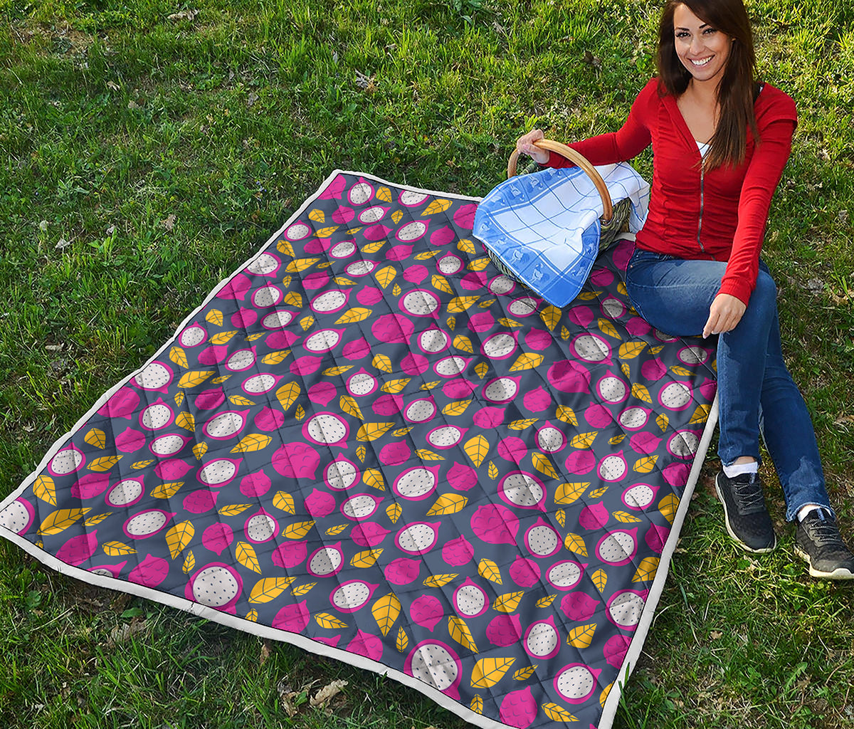 Purple Pitaya Pattern Print Quilt