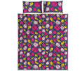 Purple Pitaya Pattern Print Quilt Bed Set