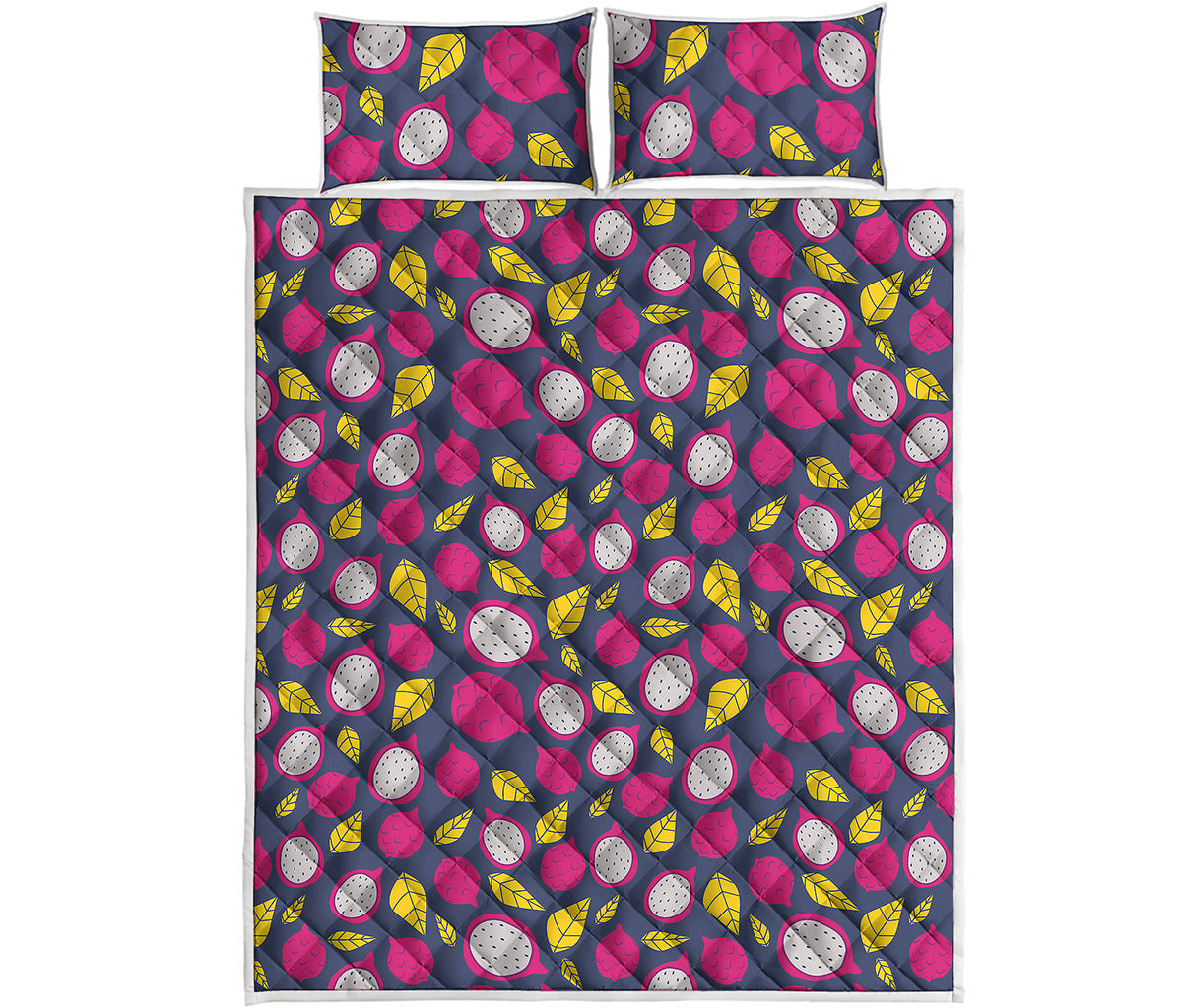Purple Pitaya Pattern Print Quilt Bed Set