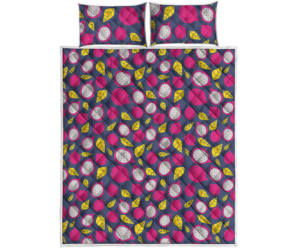 Purple Pitaya Pattern Print Quilt Bed Set