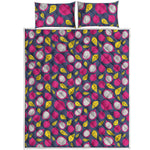 Purple Pitaya Pattern Print Quilt Bed Set