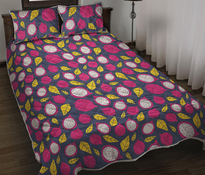 Purple Pitaya Pattern Print Quilt Bed Set