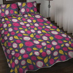 Purple Pitaya Pattern Print Quilt Bed Set