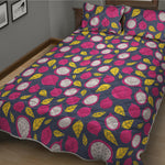 Purple Pitaya Pattern Print Quilt Bed Set