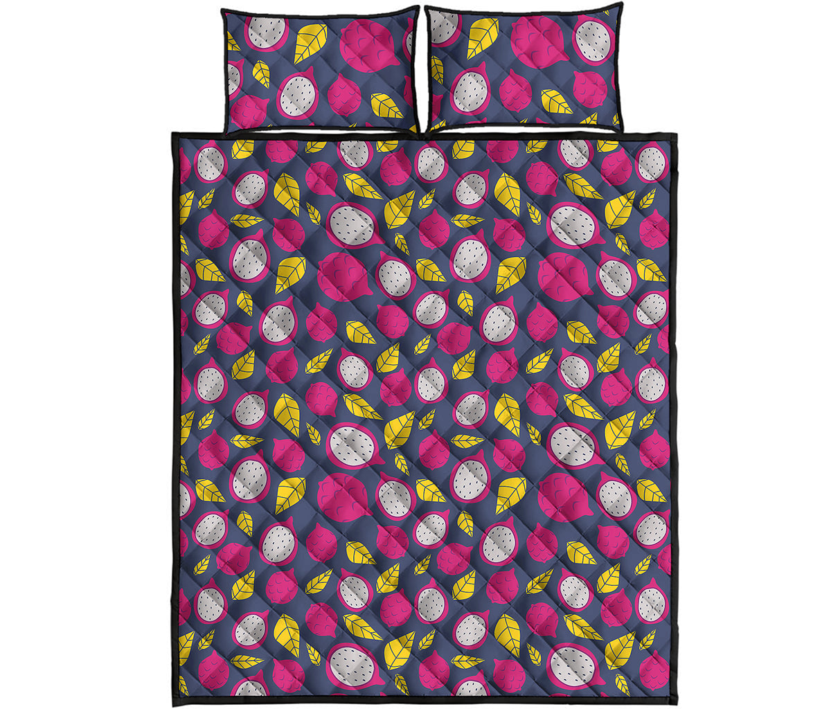 Purple Pitaya Pattern Print Quilt Bed Set